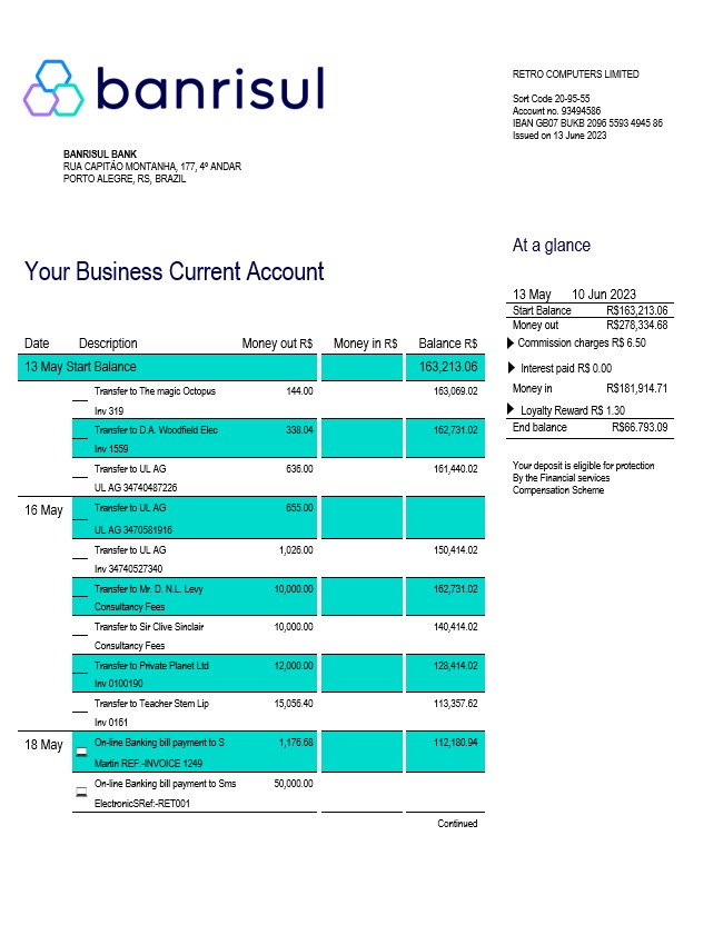 Modèle Word et PDF de déclaration commerciale de Banrisul Bank